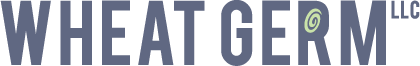 The words "Wheat Germ" n purple-grey capital letters with a light green swirl recommending a seed in the opening of the R.